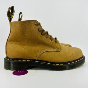 Dr. Martens 101 Savannah Tan Tumbled Nubuck Leather Combat Ankle Boots Size 8